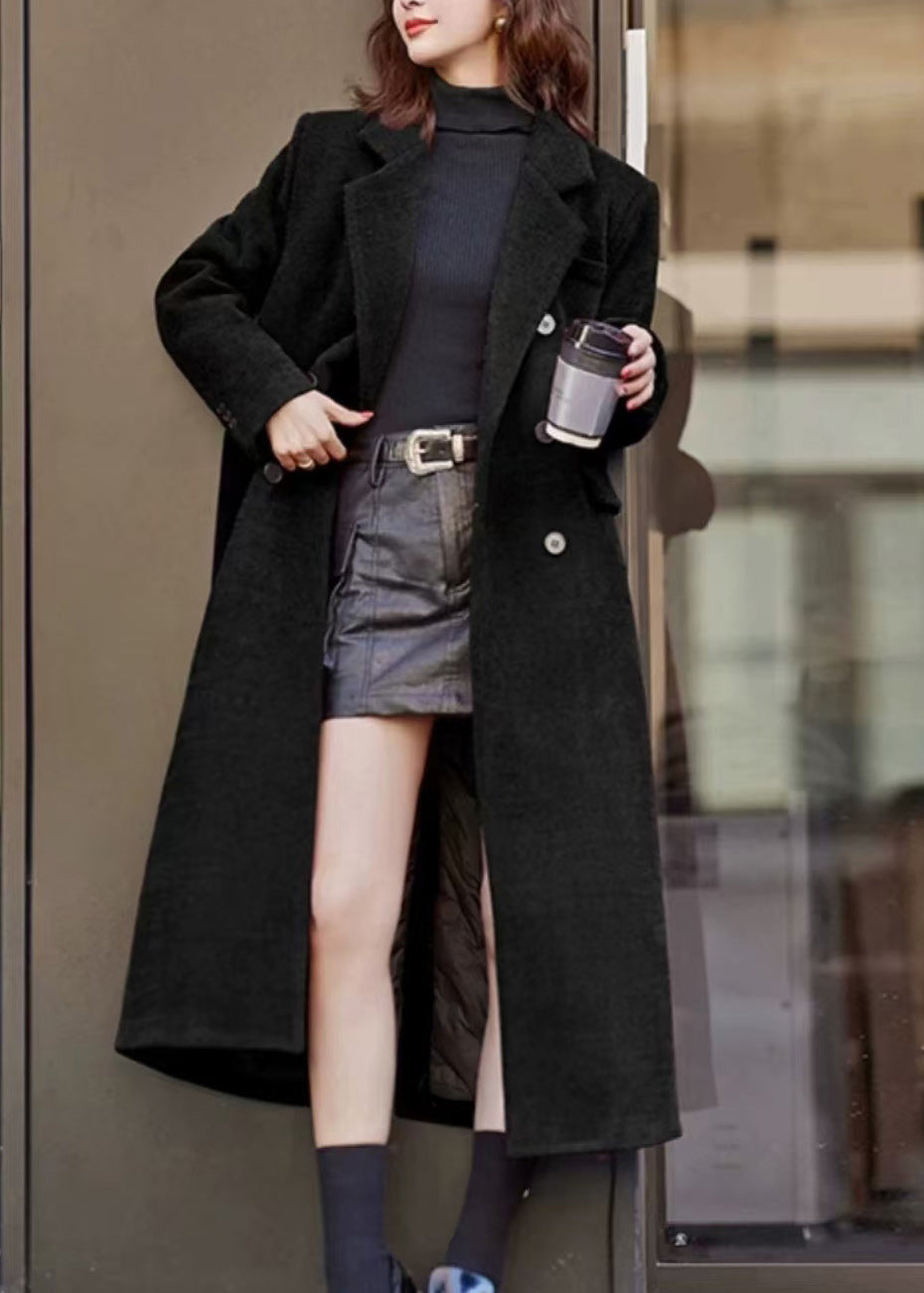 Neue ziegelrote Wintermäntel aus Wolle mit Peter-Pan-Kragen und Entendaunenfüllung