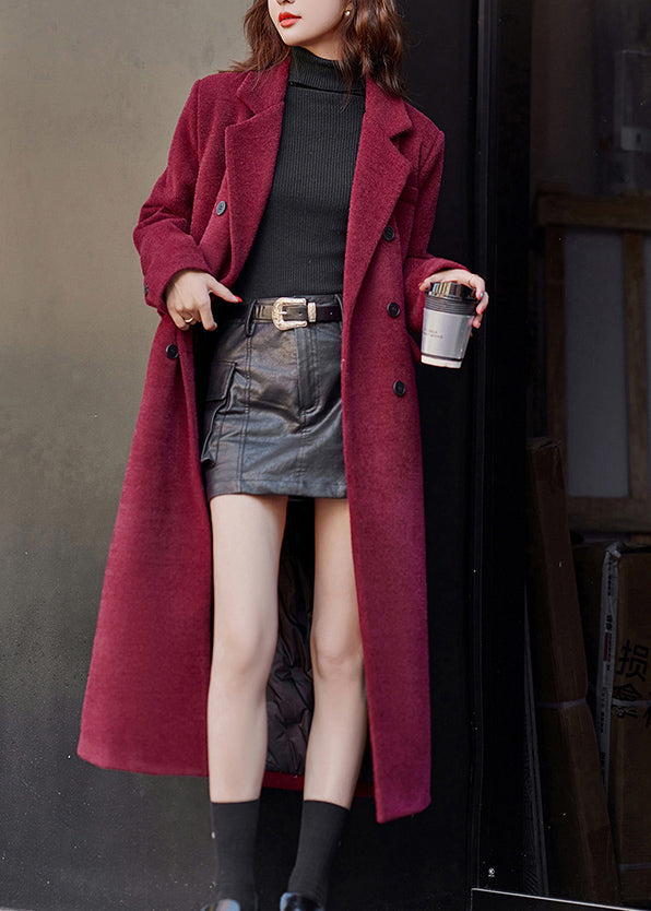 Neue ziegelrote Wintermäntel aus Wolle mit Peter-Pan-Kragen und Entendaunenfüllung