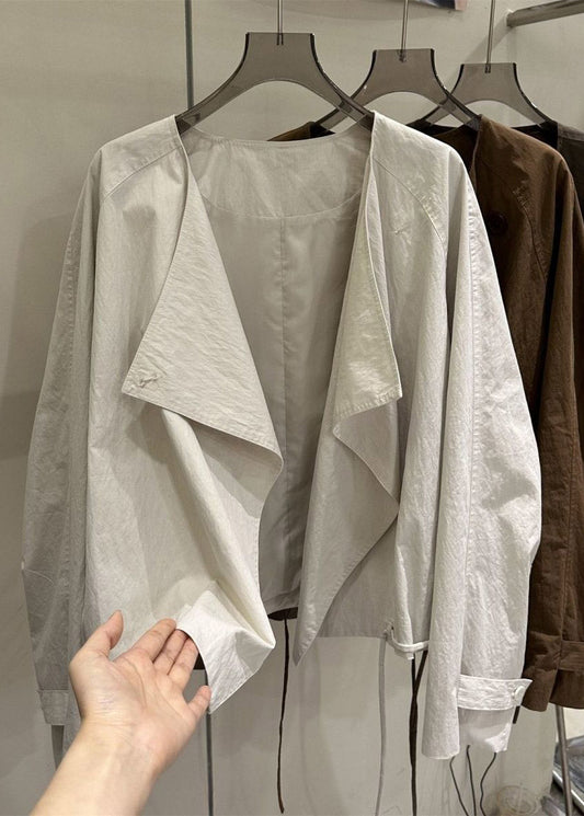 New Caramel Peter Pan Collar Patchwork Coats Fall