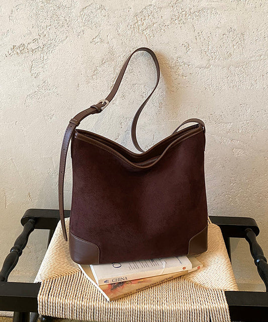 New Casual Coffee Large Capacity Suede Shoulder Bag