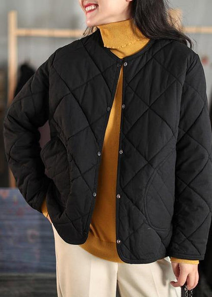 New Casual Warm Coat Khaki O Neck Pockets Women Coat - SooLinen