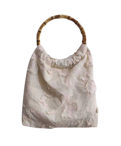 New Chinese Style Beige Embroidery Tassel Cotton Tote Bag