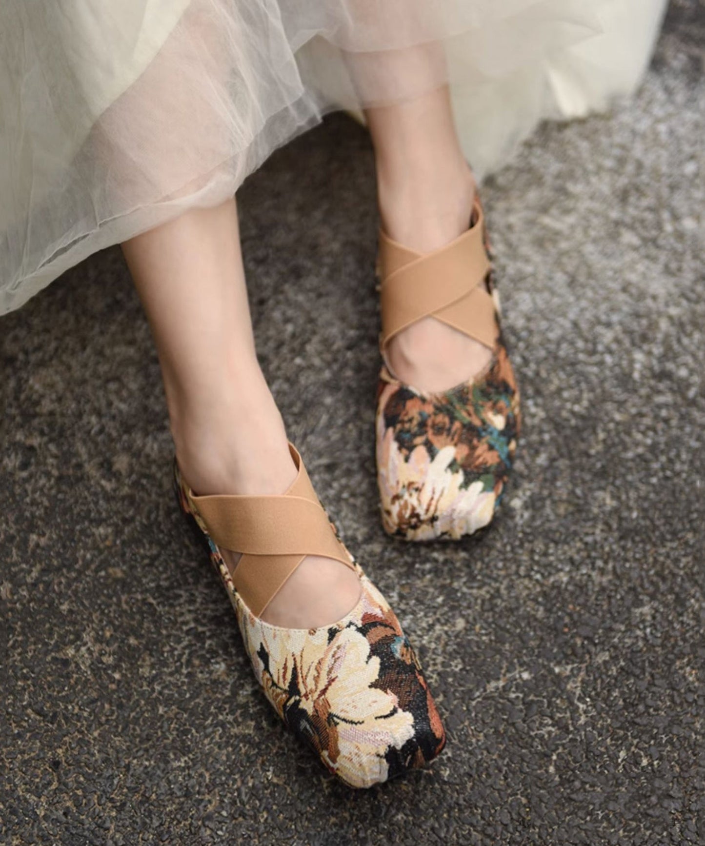 New Chinese Style Grass Green Cross Strap Mary Jane Shoes