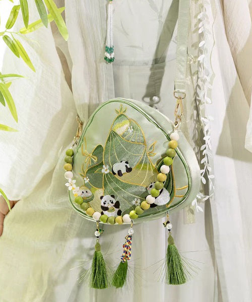 Nuevo bolso bandolera con borlas verdes bordadas de estilo chino