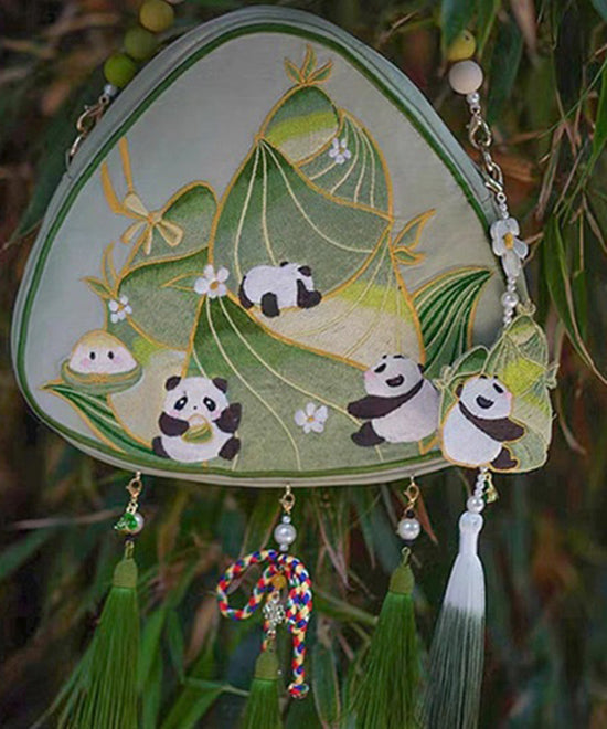 Neue grüne Umhängetasche im chinesischen Stil mit Quastenstickerei