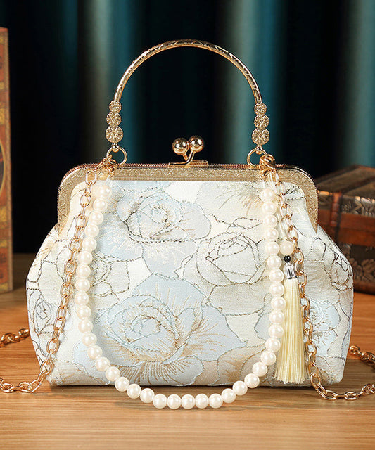 New Chinese Style Khaki Versatile Tassel Pearl Tote Bag