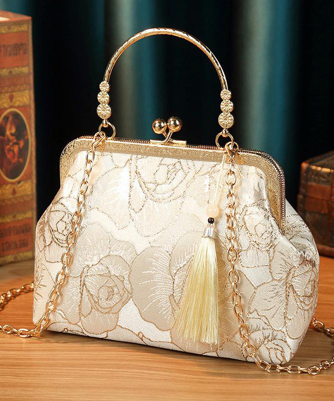 New Chinese Style Khaki Versatile Tassel Pearl Tote Bag