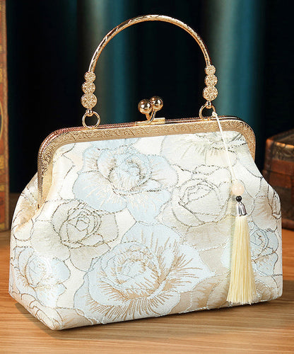 New Chinese Style Khaki Versatile Tassel Pearl Tote Bag
