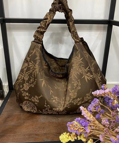 New Chinese Style Versatile Coffee Print Shoulder Bag