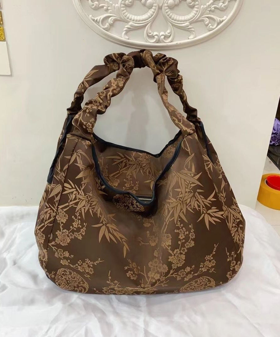 New Chinese Style Versatile Coffee Print Shoulder Bag