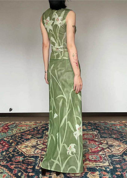 New Chinese Style Wear On Both Sides Print Lace Up Two-Piece Set Summer