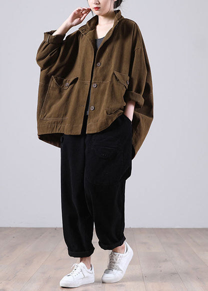 Neu Schokolade Lose Taschen Taste Herbst Langarm Mantel