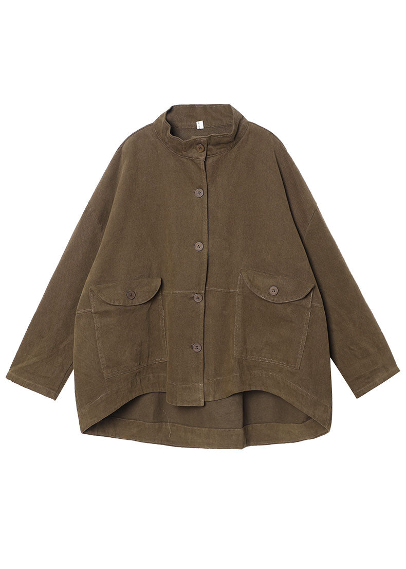 Neu Schokolade Lose Taschen Taste Herbst Langarm Mantel