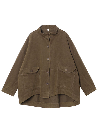 Neu Schokolade Lose Taschen Taste Herbst Langarm Mantel