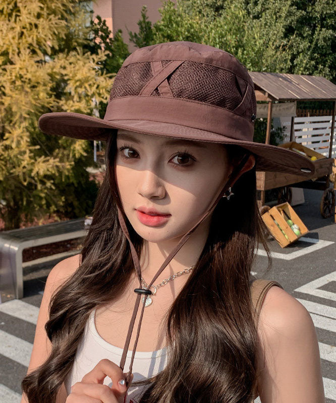 New Coffee Large Eaved Outdoor Breathable Bucket Hat