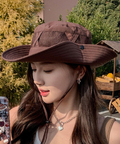 New Coffee Large Eaved Outdoor Breathable Bucket Hat