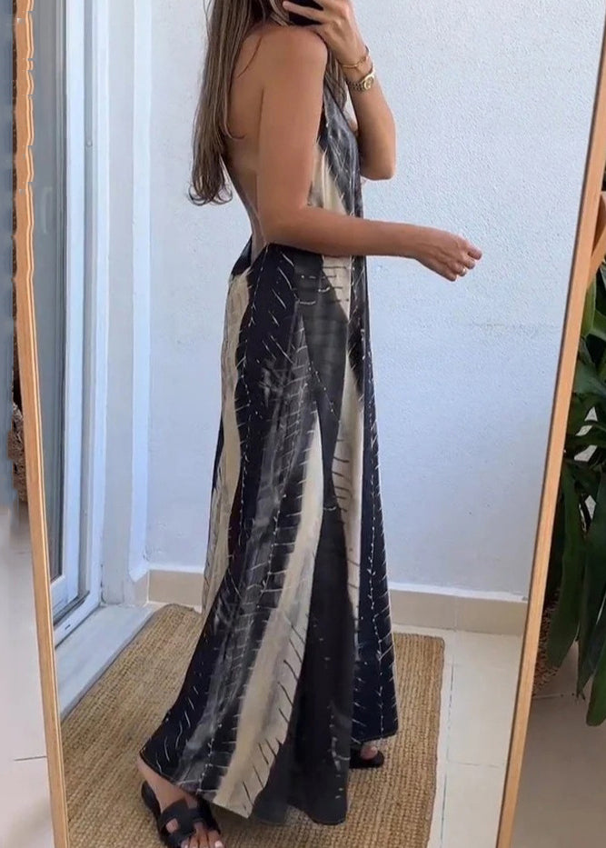 Neues ärmelloses Maxikleid aus Baumwolle mit Farbblock-Print