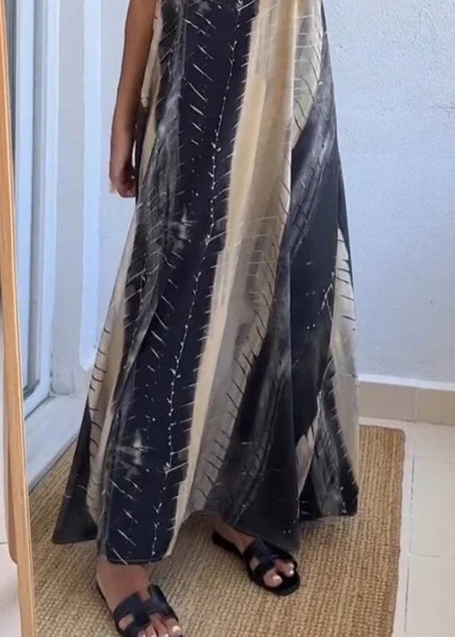 Neues ärmelloses Maxikleid aus Baumwolle mit Farbblock-Print