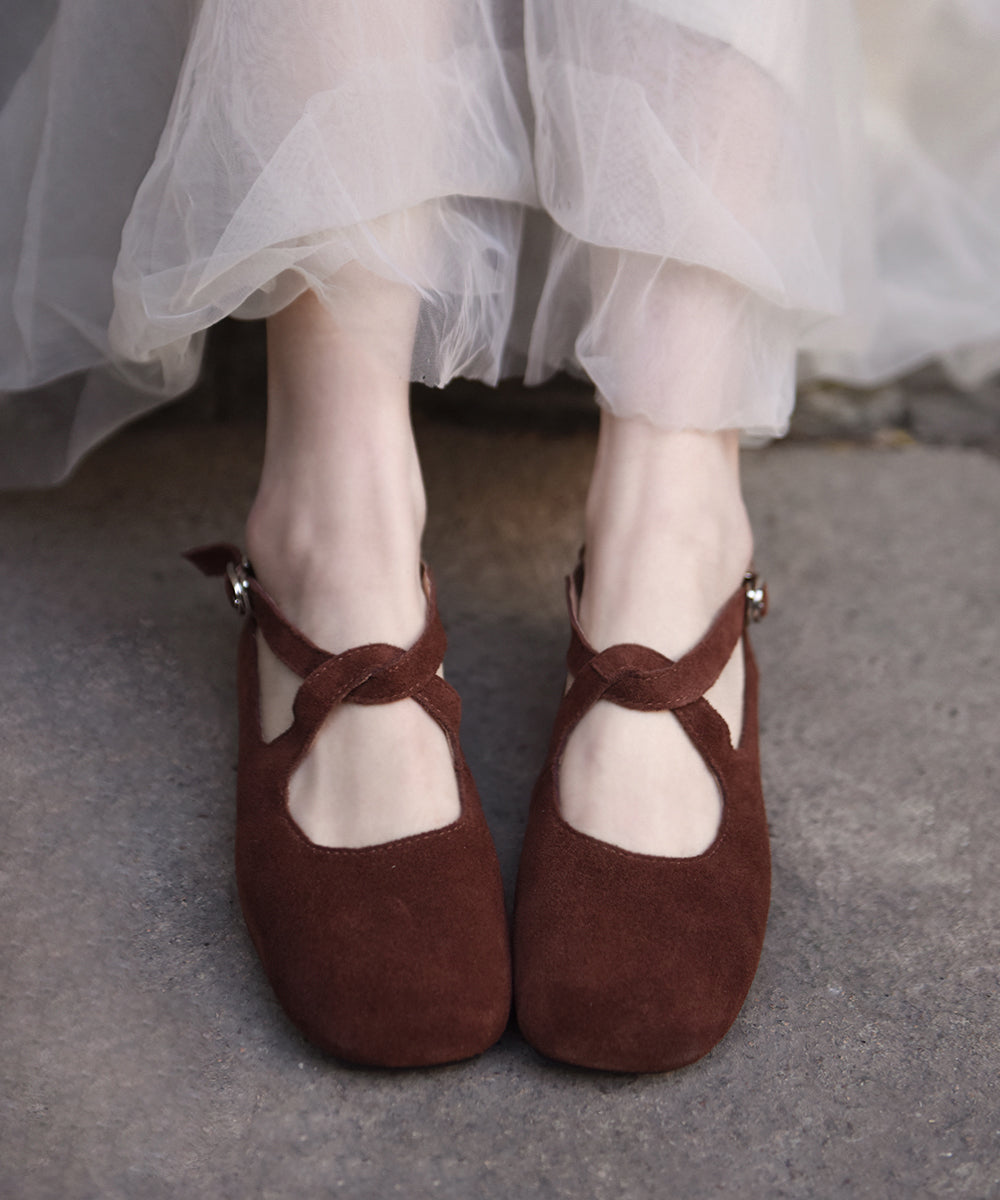 New Comfy Flat Feet Shoes Green Suede Cross Strap