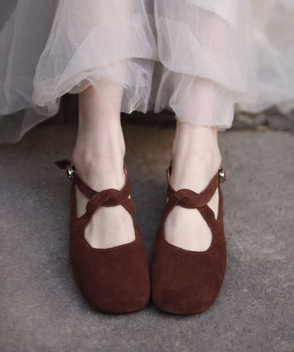 New Comfy Flat Feet Shoes Green Suede Cross Strap