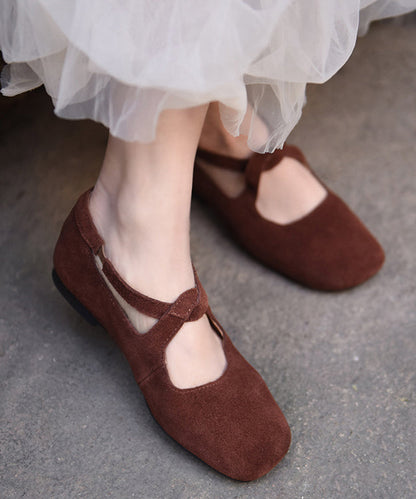 New Comfy Flat Feet Shoes Green Suede Cross Strap