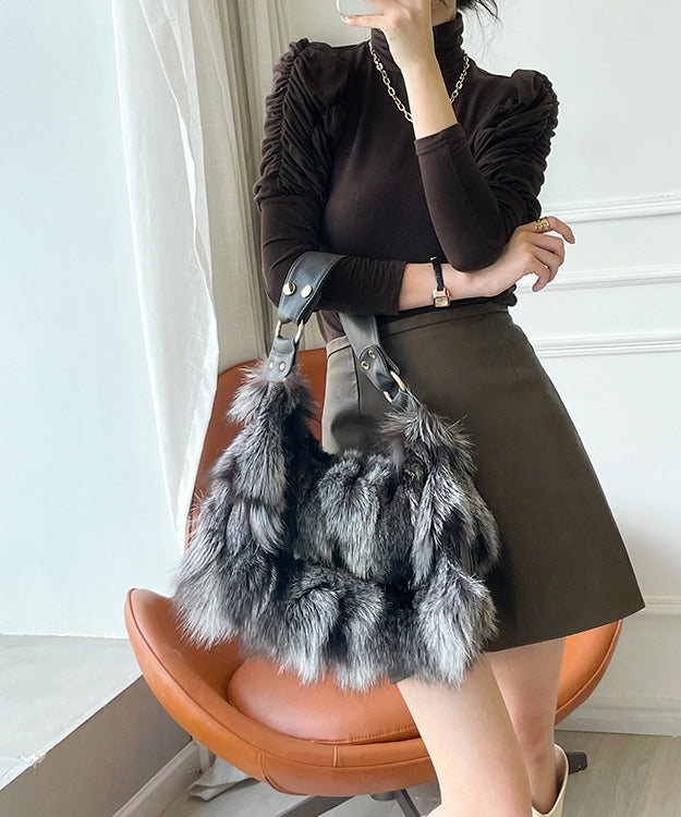 New Fashion Fox Fur Patchwork Shoulder Bag