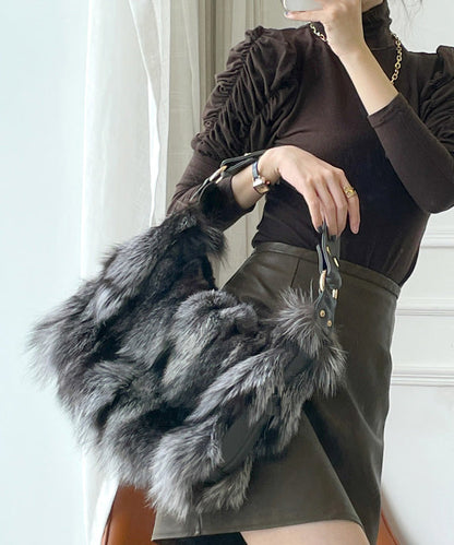 New Fashion Fox Fur Patchwork Shoulder Bag