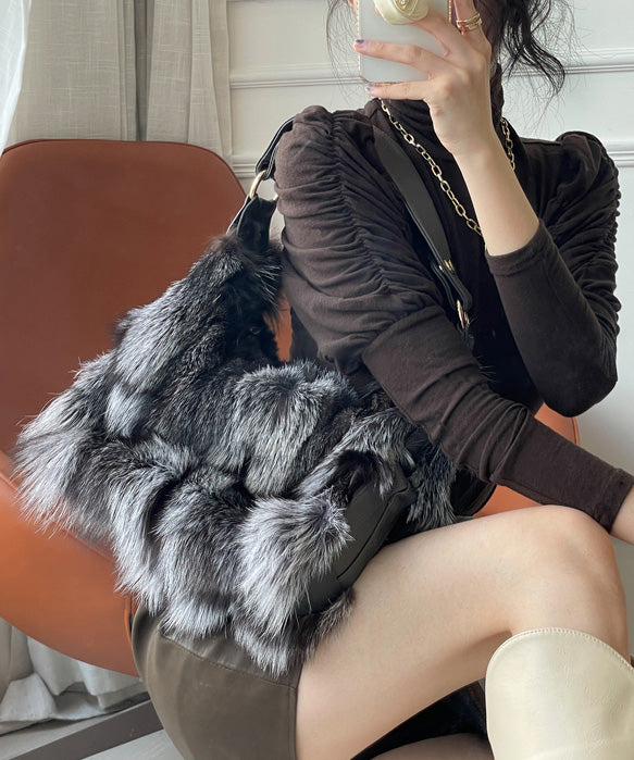 New Fashion Fox Fur Patchwork Shoulder Bag