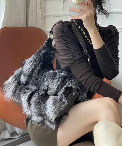 New Fashion Fox Fur Patchwork Shoulder Bag