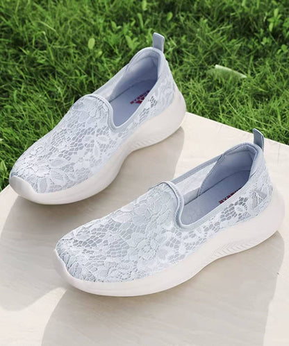 New Flat Feet Shoes Grey Lace Breathable Mesh
