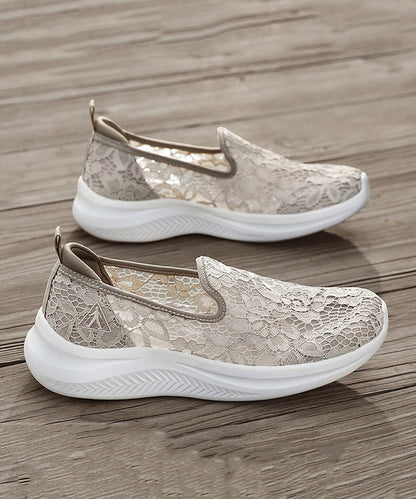New Flat Feet Shoes Grey Lace Breathable Mesh