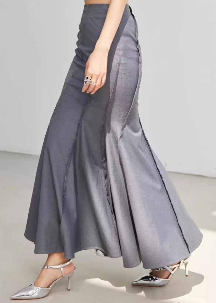 New Grey High Waist Patchwork Spandex Fishtail Skirt Summer