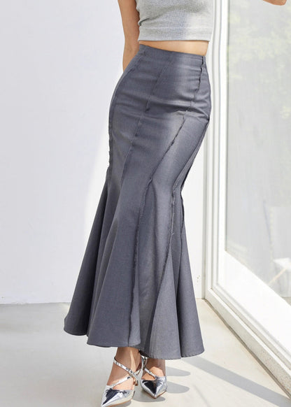 New Grey High Waist Patchwork Spandex Fishtail Skirt Summer