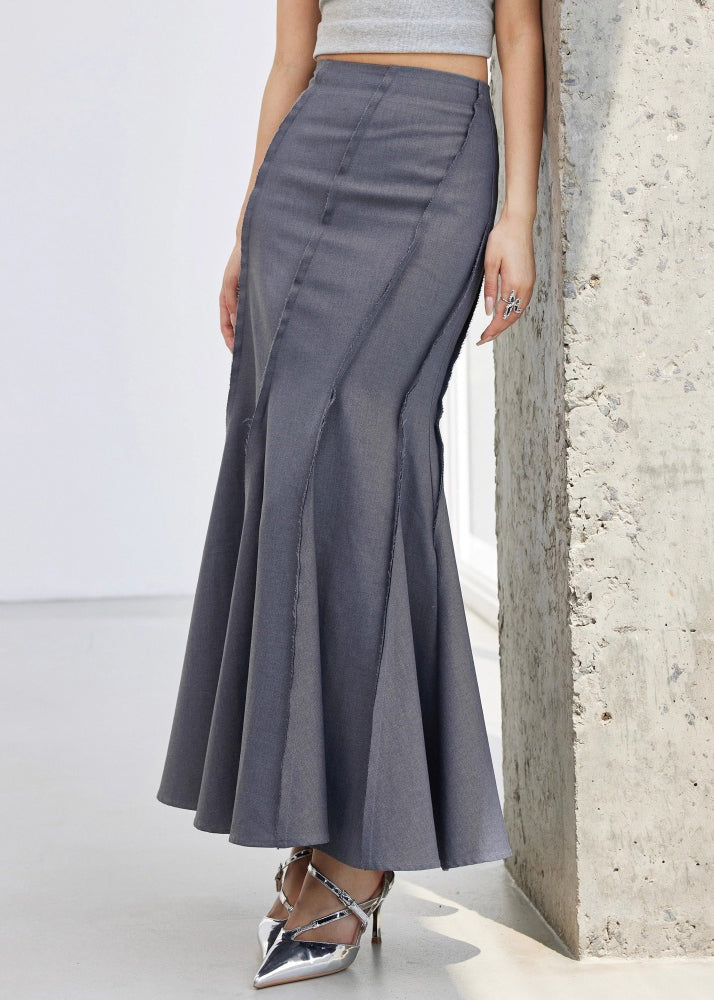 New Grey High Waist Patchwork Spandex Fishtail Skirt Summer