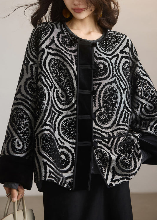 Neuer grauer Baumwollmantel mit Rundhalsausschnitt, Jacquard-Knopfleiste, Frühlingsmode