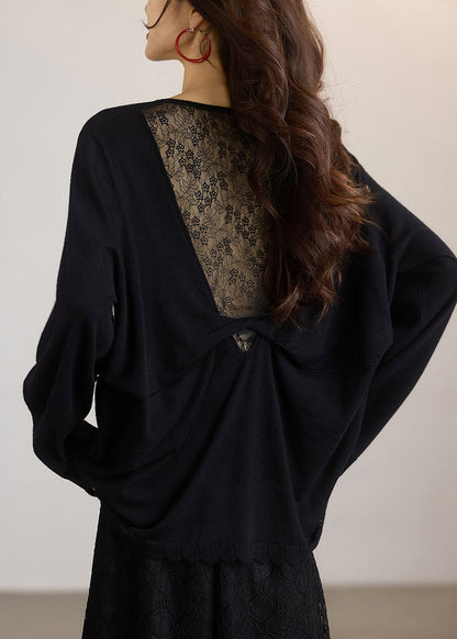 New Grey O Neck Lace Patchwork Cotton T Shirts Tops Spring