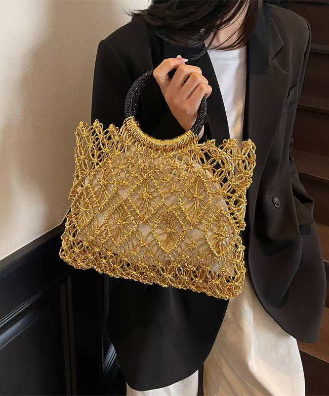 New Handmade Silver Woven Hollow Out Tote Bag