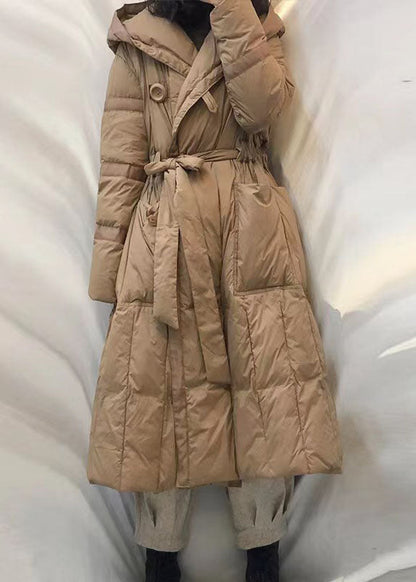 Neu Khaki Taschen Taste Lose Winter Ente Unten Jacke