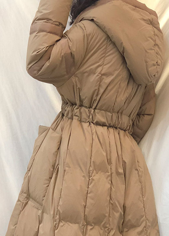 Neu Khaki Taschen Taste Lose Winter Ente Unten Jacke