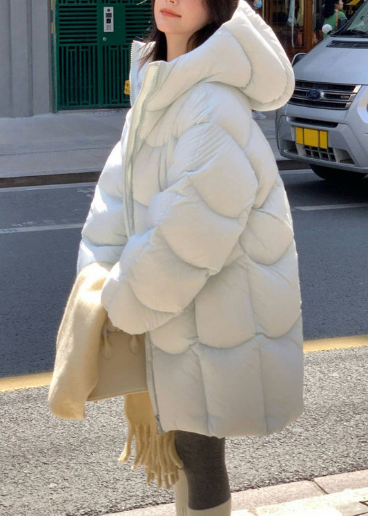 Nuevos abrigos de plumón de pato con bolsillos con cremallera y capucha azul claro para invierno