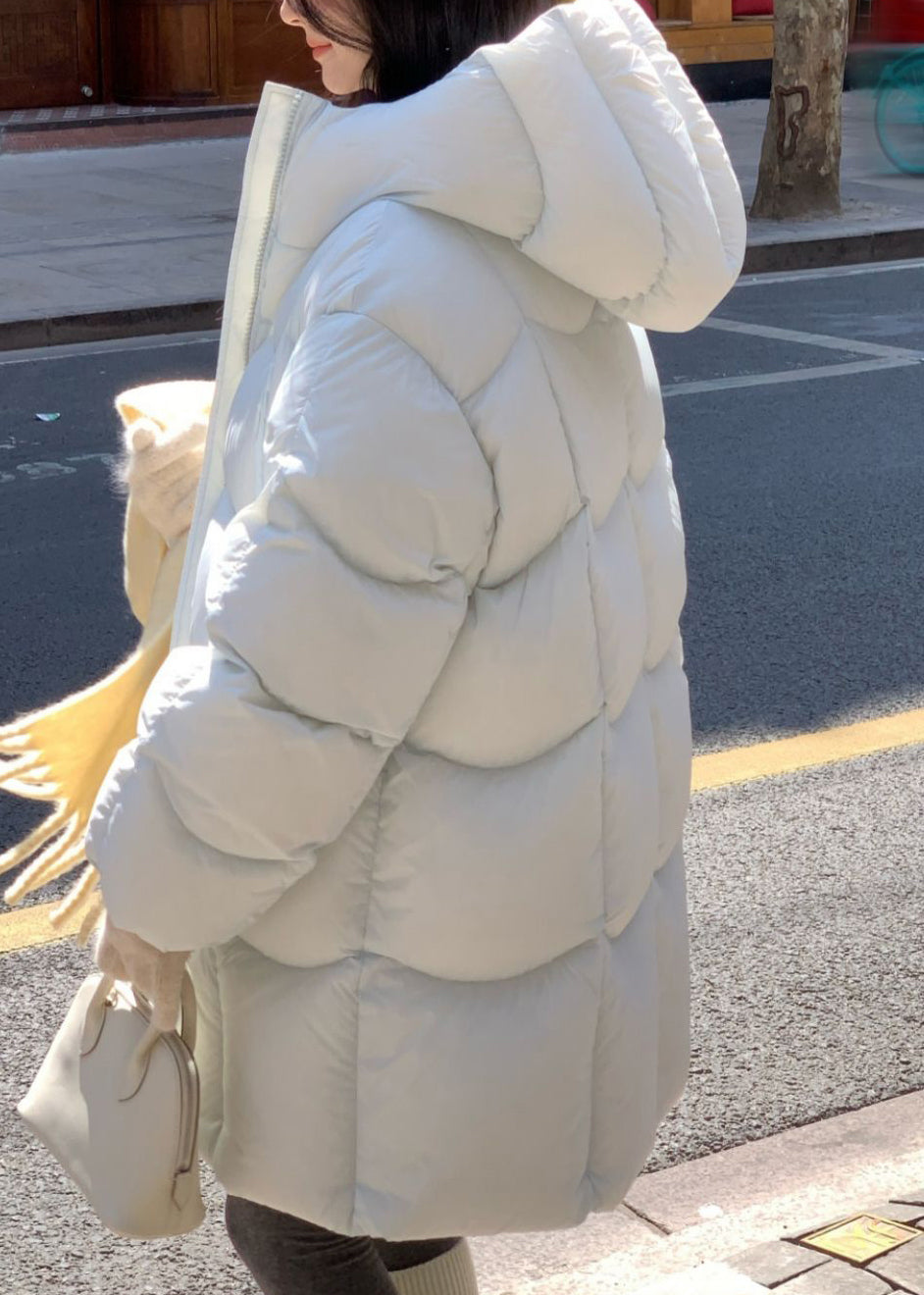 New Light Blue Hooded Zippered Pockets Duck Down Down Coats Winter