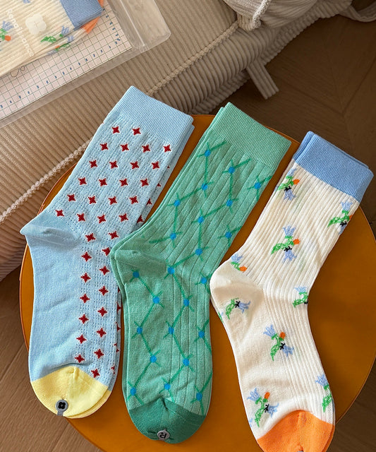 New Lightweight Breathable Jacquard Mid Calf Socks
