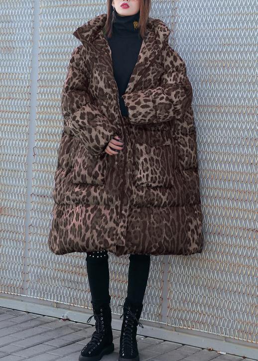 New Loose fitting snow jackets thick coats Leopard hooded Parkas - SooLinen