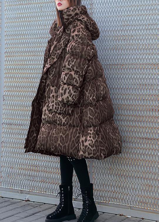 New Loose fitting snow jackets thick coats Leopard hooded Parkas - SooLinen