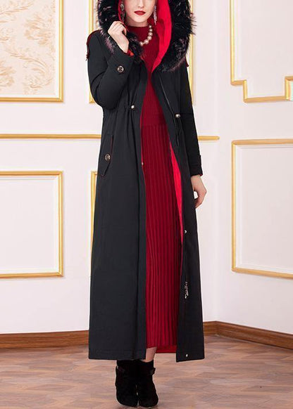 New Loose fitting winter jacket hooded winter outwear black drawstring goose Down coat - SooLinen