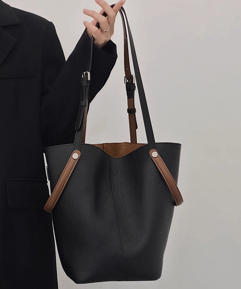 New Minimalist Beige Large Capacity Bucket Bag