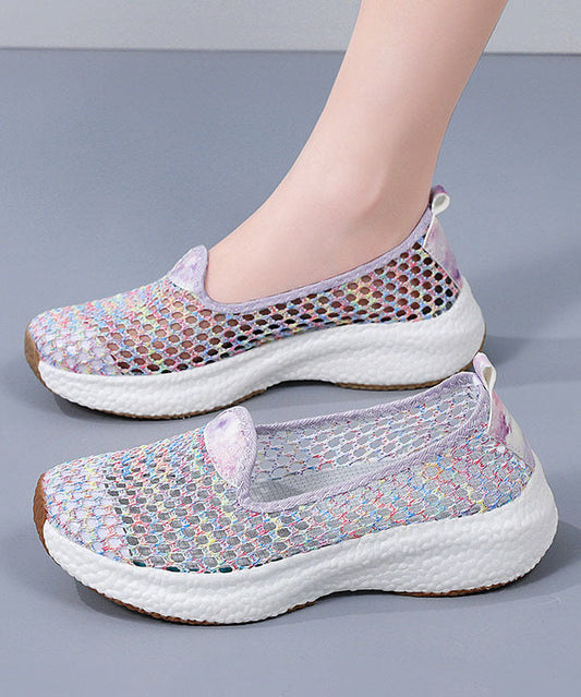 New Multicolor Splicing Breathable Mesh Flat Shoes For Women