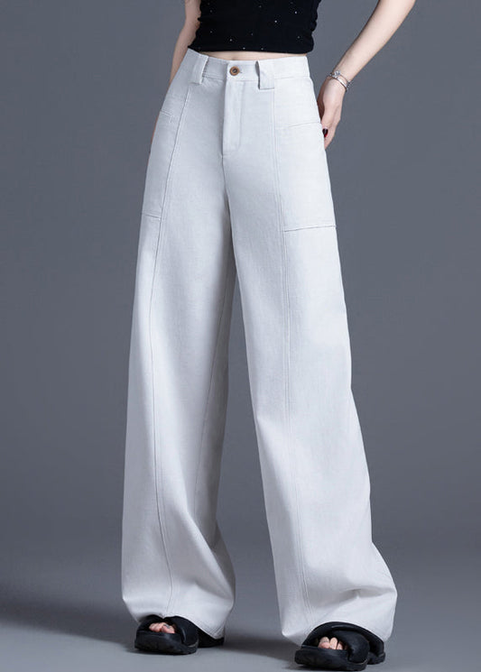 Neue orangefarbene Baumwollhose mit hohem Bund und weitem Bein, Frühling