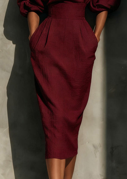 New Orange Pockets Puff Sleeve Cotton Long Dresses