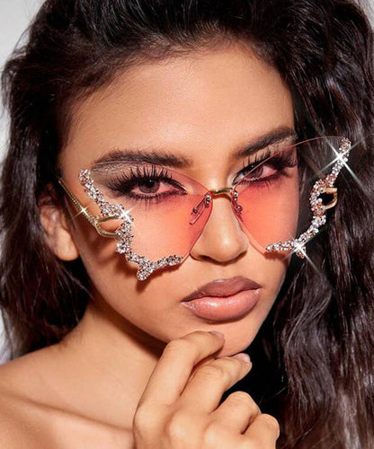 New Pink Butterfly Zircon Sunglasses